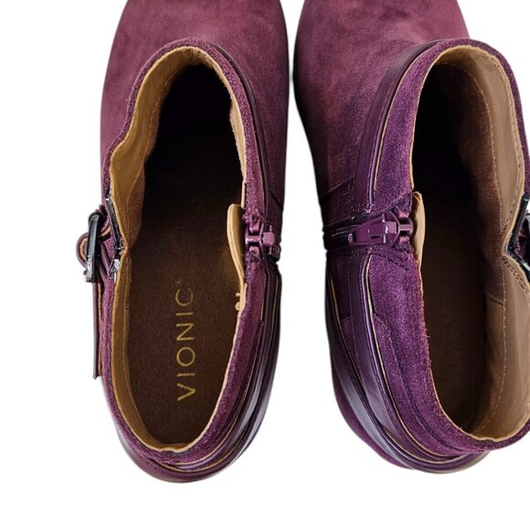 Vionic Womens Farrah Ankle Bootie, Port Wine, Suede, Comfort, Size 7.5 - Picture 4 of 10